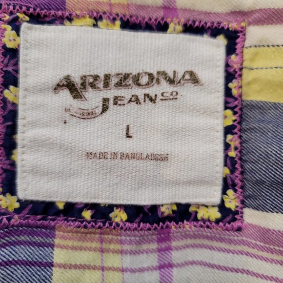 Arizona Jeans Co. Women's Multicolor Plaid Long Sleeve Button Up Shirt Size Larg - Picture 4 of 4